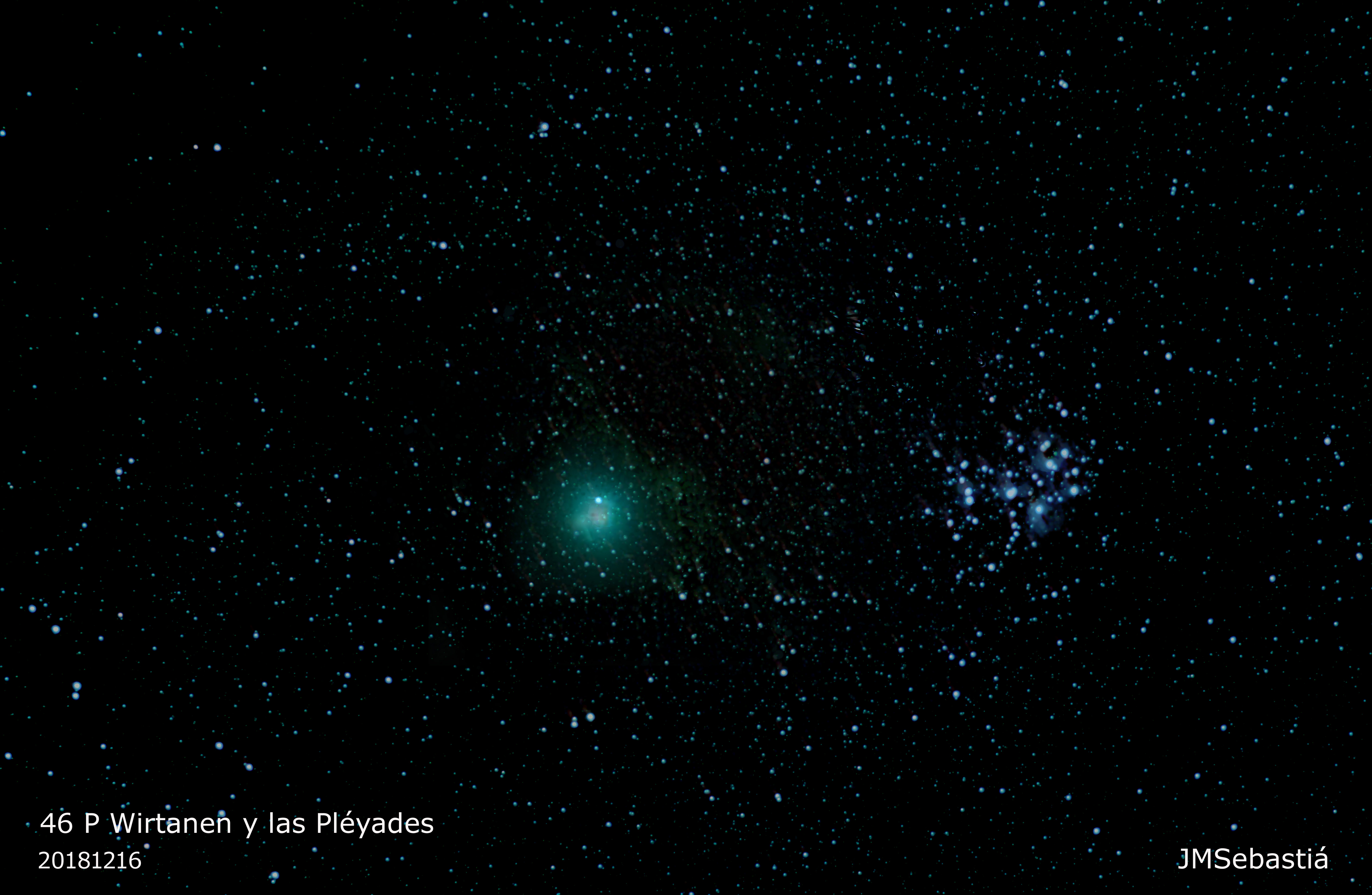 El Cometa 46 P Wirtanen besando a las Pléyades