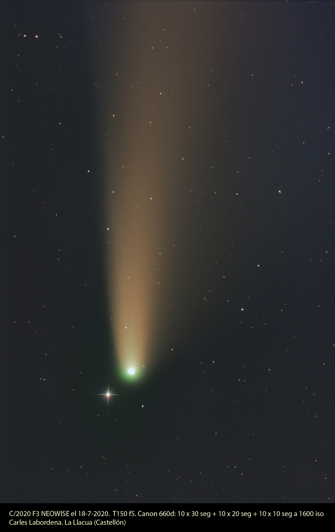 Un primer plano del cometa NEOWISE