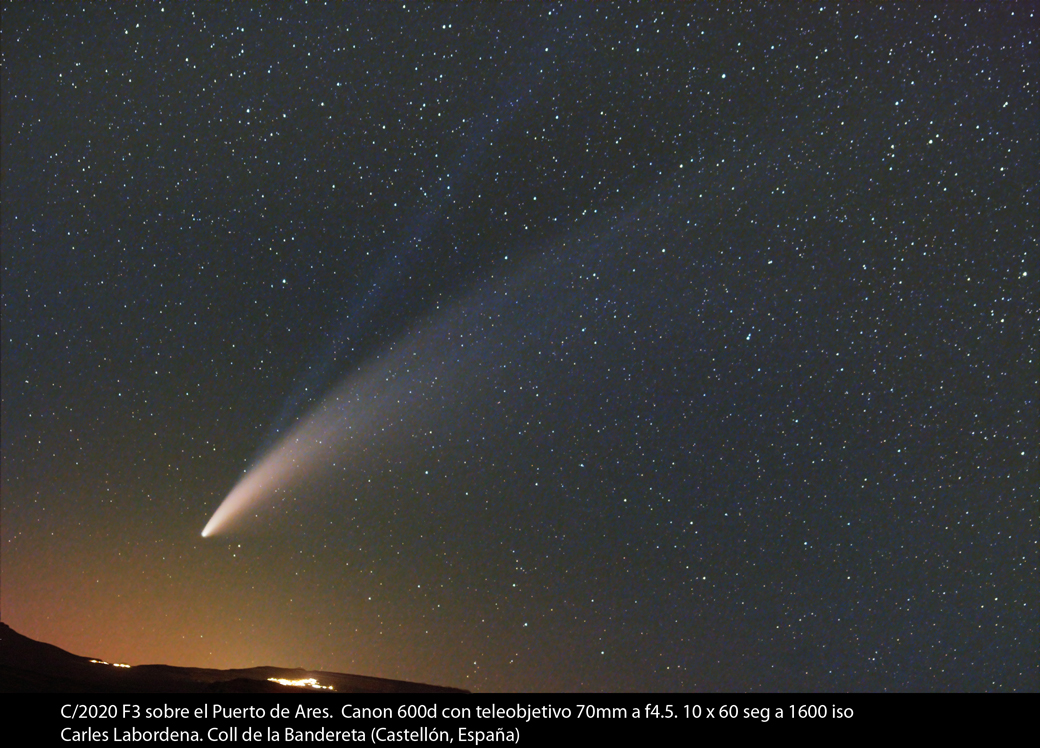 Cometa NEOWISE sobre Ares
